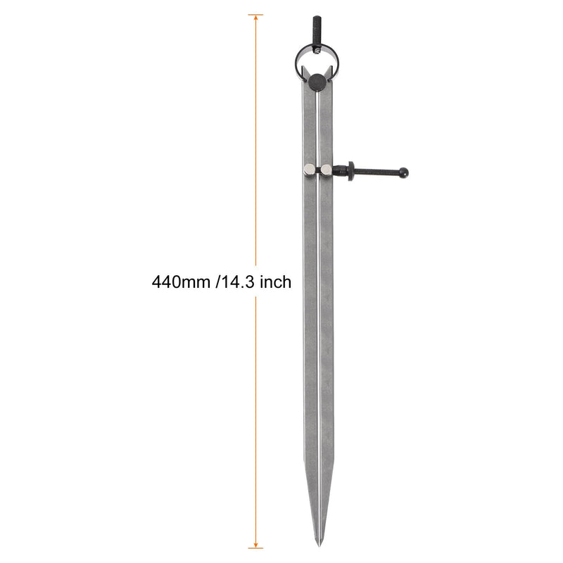 [Australia - AusPower] - HARFINGTON Spring Joint Caliper 16 inch / 400mm Adjustable Spring Divider Caliper with Solid Nut for Metalworking Geometry Drawing Woodworking, Flat Leg 