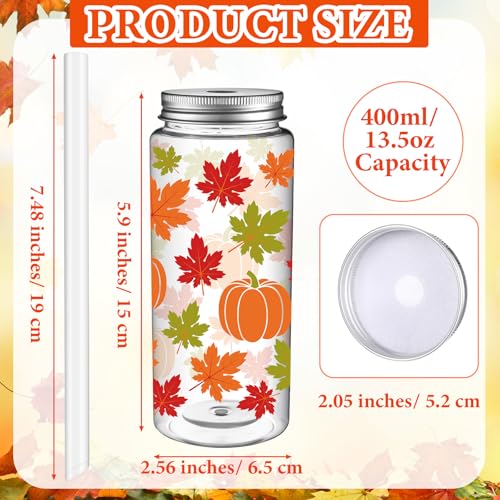 Dingion 24 Pcs Fall Cups with Lids and Straws Plastic 13.5 oz