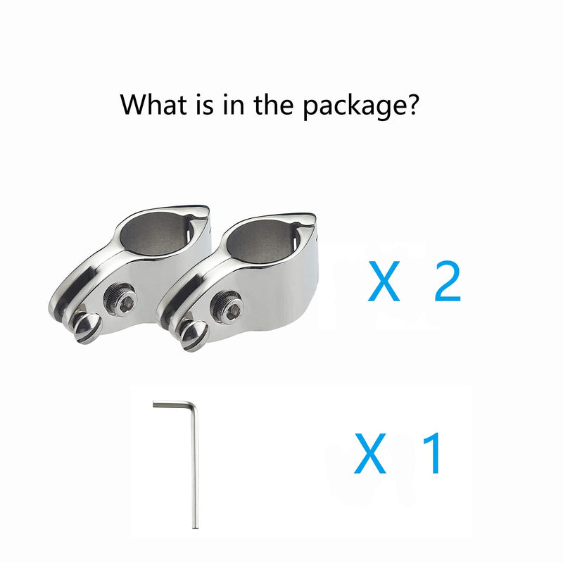 TINGZHIGO Bimini Top Jaw Slides, Hinged Jaw Slides for 7/8 inch or 1 inch OD Round Tubing, Bimini Top Hardware, 316 Stainless Steel (2 Packs)