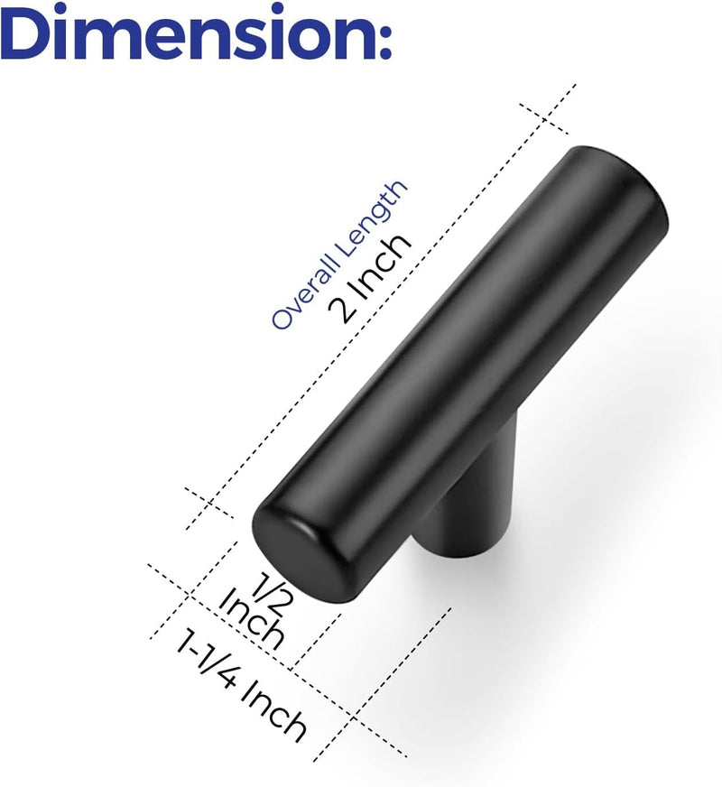 25 Pack 2 inch Cabinet Pulls Matte Black Stainless Steel Kitchen Cupboard Handles Cabinet Handles 2”Length 25