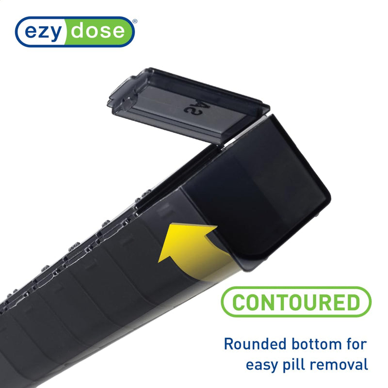 [Australia - AusPower] - EZY DOSE Weekly (7-Day) Pill Case, Medicine Planner, Vitamin Organizer Box, Convenient and Easy to Use, Large Compartments, Travel Friendly, Black, Made in the USA, BPA Free 1 Count (Pack of 1) 
