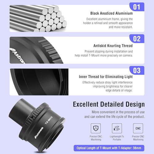 Astromania T T2 Mount Ring and T Adapter for Olympus Panasonic M4/3 Cameras Ring Set for Olympus M4/3