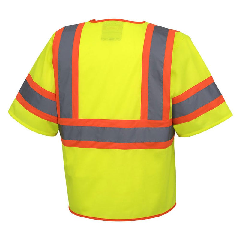 Pioneer Hi Vis Sleeved Safety Vest For Men & Women - Class 3 - Reflective Tape, Breathable - Pockets - Yellow/Green Medium