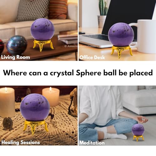 Amazing Gemstone Stichtite Crystal Ball with Stand - 1.5 Inches Crystal Sphere Meditation Balls for Witchcraft and Decorative Balls