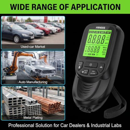 RUHARVOR coating thickness gauge with backlit LCD for 0-2000μm automotive paint measurement