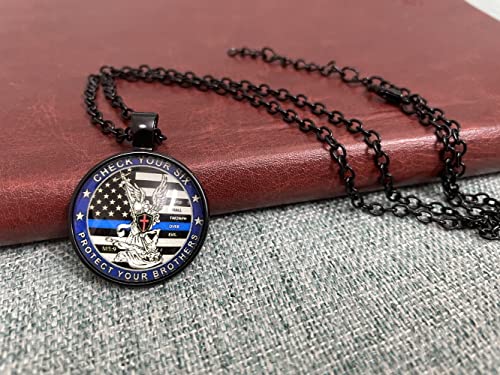 Saint Michael Pendant Necklace for Men Women,The Archangel St Michael Protection Necklace Mens Womens Jewelry Necklace Gift Black Link Chain Religious Necklace 20'' Chain+2'' Extender Come Gift Box