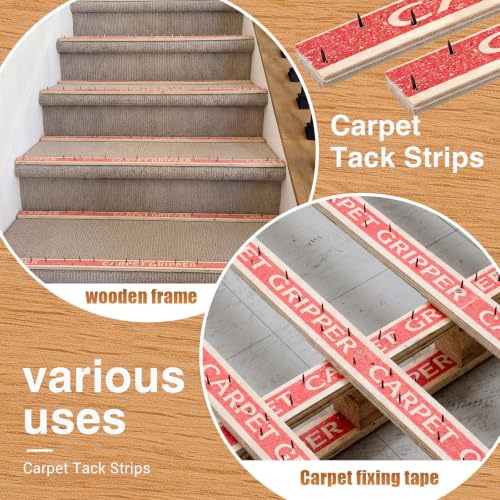Wesiti carpet tack strips with nails, 20-piece plywood nailing strips for subfloor, stairs, and rug installation