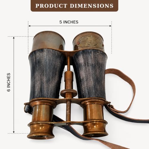 collectiblesBuy Antique Marine Victorian Binoculars Handmade Buffed Leather Cover Belt, 6 inches, Brass