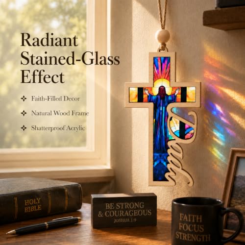Cross Suncatcher, Christian Christmas Ornament for Dad Dad-jesus