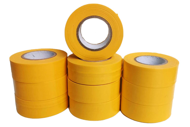 Flagging Tape， Survey Ribbon for Boundaries and Hazardous Areas Non-Adhesive Surveyor Tape with 1" Width, 150' Length -15F Temperature Resistance at Summer(Pack of 10) (Yellow) Yellow
