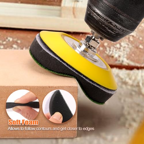 POLIWELL 3-inch 75mm foam buffing interface pads, 12-pack hook and loop discs