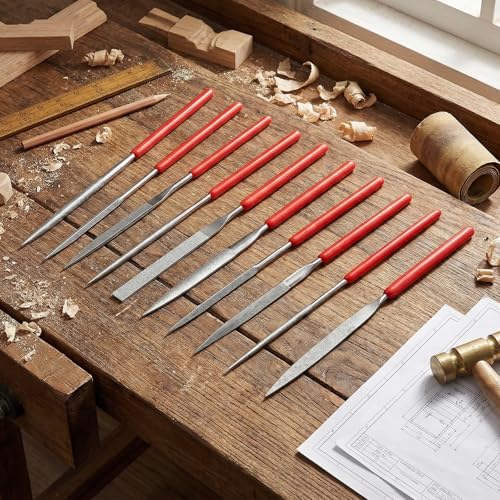 TIESOME 10 Piece Diamond Mini File Set, 2 mm x 100 mm Small Diamond Files, Mini Metal Corrugated Files, Tools for Precision Metal Work, 3D Print, Woodworking, Carving Tool 10 cm