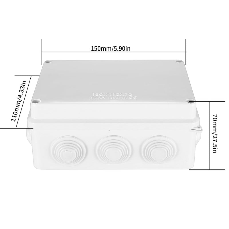 Surface-Mounted Junction Box Surface-Mounted Junction Box Outdoor Waterproof IP65 Electrical Box Waterproof IP65 ABS Plastic Terminal Box Junction Box White