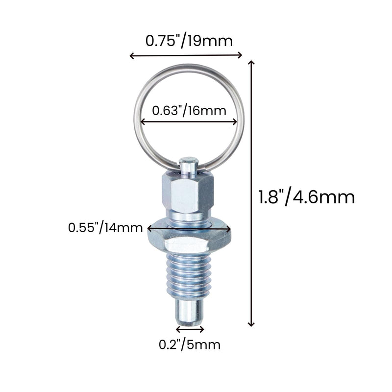 [Australia - AusPower] - 4Pcs Spring Plunger with Pull Ring Non-Locking Hand-Retractable Spring Plunger Small Indexing Pin with Pull Ring (M8-1.25-5) M8-1.25-5 4 