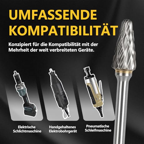 CSOOM 20 Pieces Carbide Burr Set, Carbide Burr with Double Cut, Tungsten Carbide Rotary Burr, 3 mm Shank, for Wood Engraving, Grinding, Carving, Metal Polishing, Drilling 20PCS