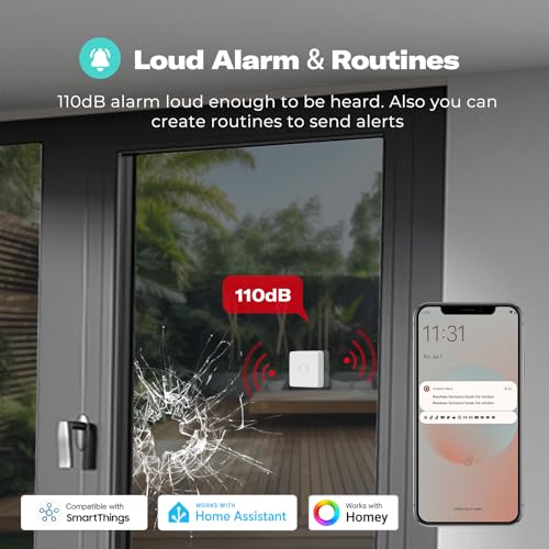 THIRDREALITY Zigbee Vibration Sensor, 110dB Alarm, Adjustable Sensitivity, Works with Echo, SmartThings, Home Assistant 1