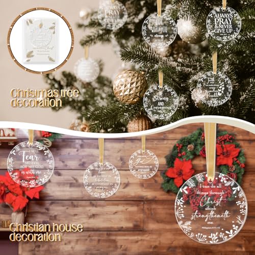 Barydat 30 Sets Christian Christmas Ornament Bulk Bible Verse, Baptism
