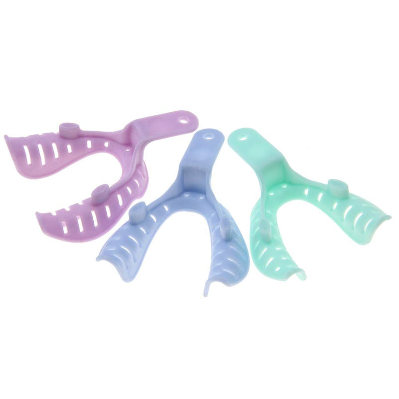 6pcs Mixed Colour Plastic Dental Impression Spoon Dental Impression Tray Bite Spoon Material Holder