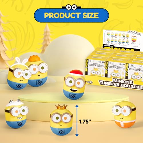 Minions Blind Box Figures, Mini Wobbler Toy Action Figures for Home Decor Desk Accessories, Despicable Me Collectible Toys for Adults & Kids Ages 3+, Tumbler Bob Series, 12 Packs 12 Pack