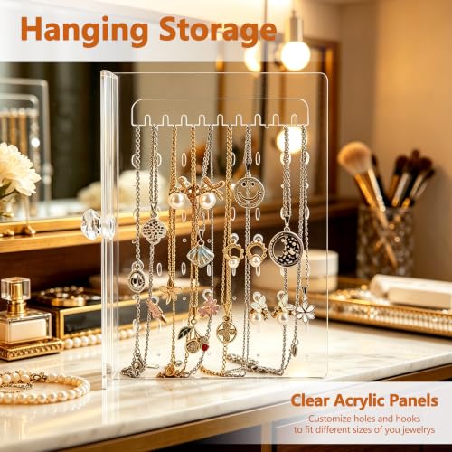 DOZZZ Acrylic Jewelry Organizer Box with 5 Drawers for Women, Clear Earring Holder Storage Display Stand Rack for Rings Necklace Bracelet 5 Layers