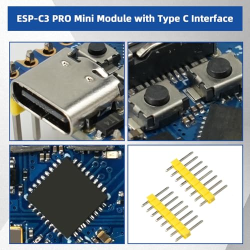 ESP32-C3 PRO Mini Development Board, ESP32-C3 Pro Mini Module Onboard ESP32-C3FH4 Chip WiFi Bluetooth ESP32 Development Board for Arduino Pack of 3