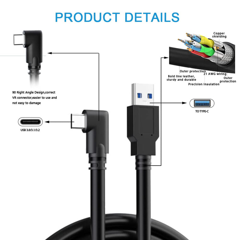 [Australia - AusPower] - 10FT Link Cable for Oculus Quest 2, Link Cable for Quest 2 High Speed Data Transfer Charging Cable USB 3.0 to USB C Cable Charger for Oculus Quest 2 Accessories VR Headset Gaming to PC 10 Ft (3M) 