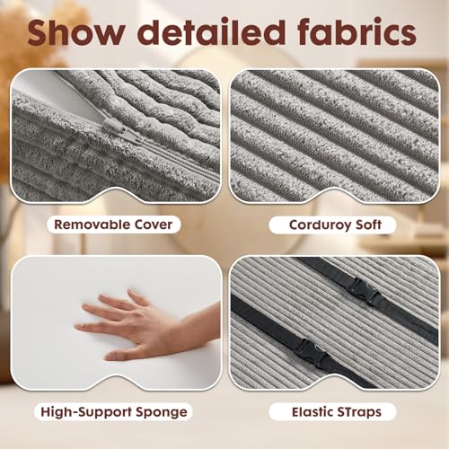 B Shape Corduroy Recliner Foot Pillow, Foam Extra Large Foot Rest Cushion with Adjustable Straps, Suitable for Bed Chair Sofa Headrest Back Lumbar Leg Support Pillow (Dark Grey) Dark Grey