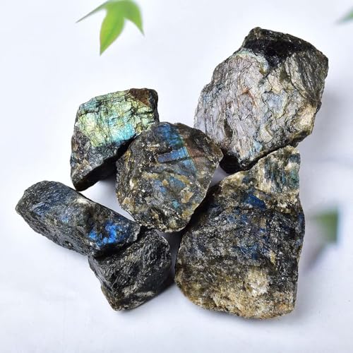 Raw Labradorite Stone Blue Rough Labradorite Rock Healing Crystal and Stone for Tumbling Meditation 0.6-0.8 Pound