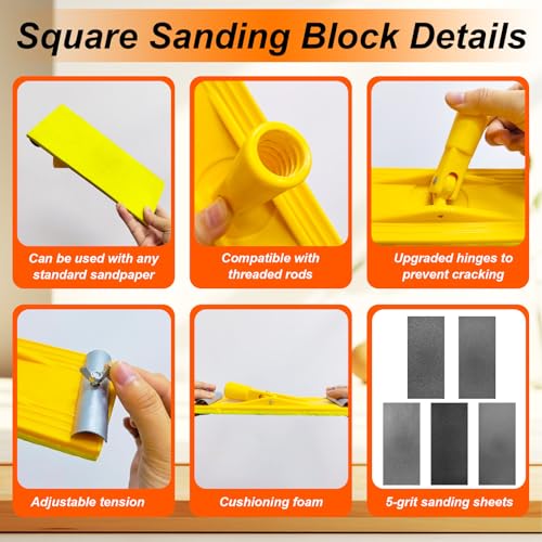 Hubaow drywall pole sander with extension handle and sanding blocks set