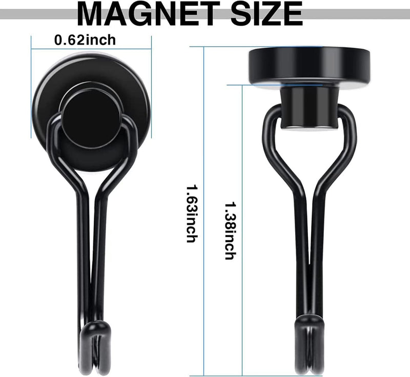 [Australia - AusPower] - E BAVITE Black Swivel Swing, 30LBS Powerful, Strong Neodymium Rare Earth Magnetic Hooks. Perfect for Refrigerator, Kitchen and Other Magnetic Surfaces, Pack of 6 6P 