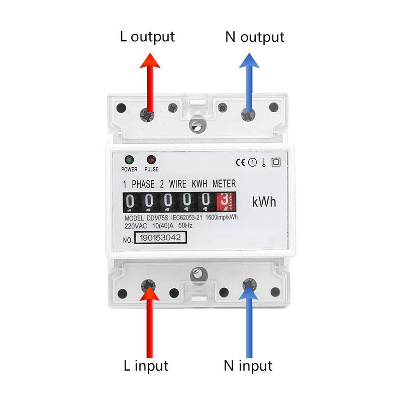[Australia - AusPower] - Electric Meter, Mini Lightweight Single Phase 4P LED Din Rail Electricity Power Consumption Wattmeter Energy Mete DDM75S 10-40A 