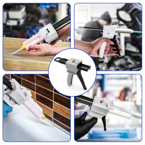 GGFOXLEW 50ml dual cartridge adhesive dispensing gun with metal valve for 1:1 and 2:1 glue ratios