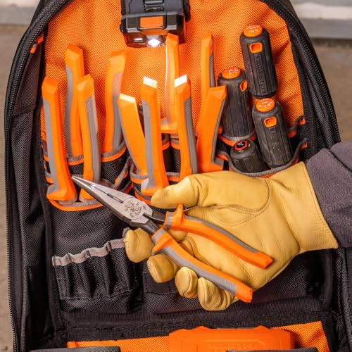 Klein Tools 2038RINS 8-inch insulated long nose side-cutting pliers, 1000V rated, induction-hardened knives