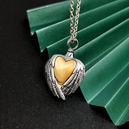 Angel Wing Cremation Necklace for Ashes Rose Gold Heart Urn Pendant Ashes Holder Memorial Jewelry Mom