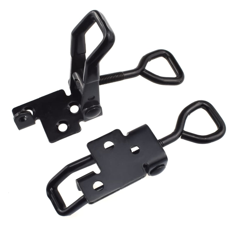 [Australia - AusPower] - 2 PCS Adjustable Metal Toggle Latch Clamps Heavy Duty Quick Release Hasp Latch with Lock Hole 100KG/ 220lbs Holding Capacity Catch Kit for Gate Cabinet Door Box Case, Black, Small 