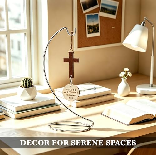 Decorative Standing Cross Christian for Friends, Sister, Coworker - Christian Faith Spiritual Decoration for Desk, Table Inspirational Gifts (I can do all things) I can do all things