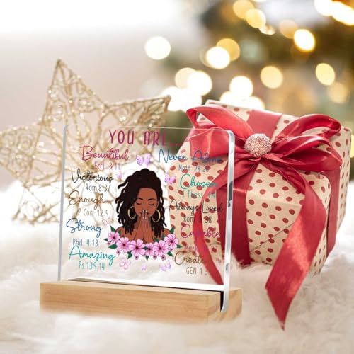 Christian Gifts for Women, Inspirational Quotes Acrylic Decor Sign, Religious Gifts for Mom Friends Coworker Sister, Bible Verse Desk Gadgets Table Top Cubicle Decor Accessories Multicolour 02332