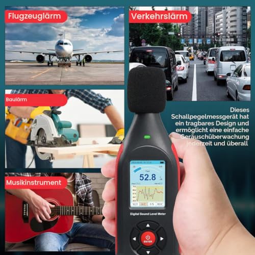 Sound Level Meter Decibel Meter with Data Logger 43,000 Records A/C Frequency Rating Real Time Sampling USB/PC Port Rechargeable with Alarm for Precise Noise Measurement