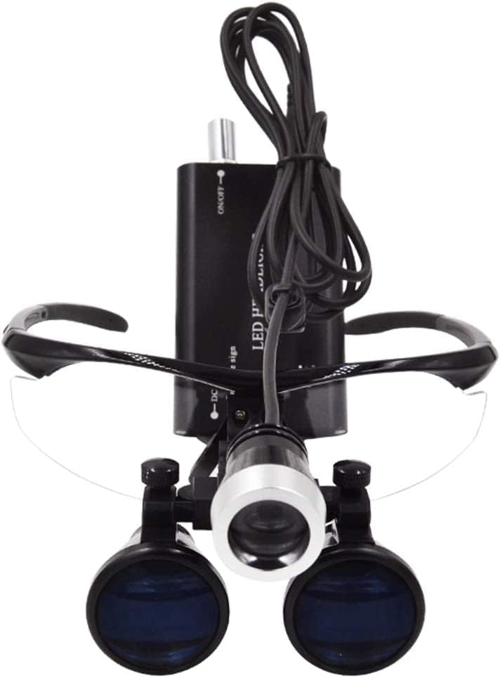 3.5X Magnifying Glass with 3W Headlight 420mm Tooth Magnifier Binoculars Magnifier Tooth Magnifier with Aluminum Box