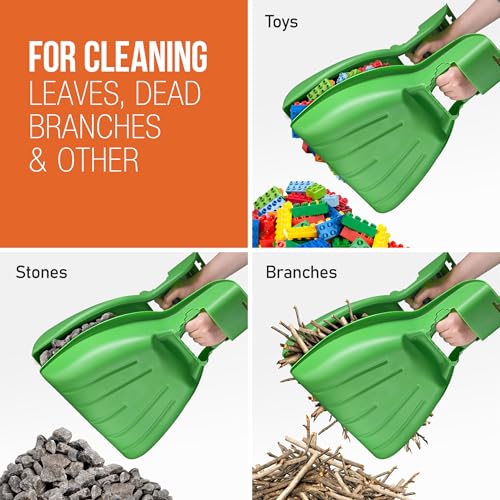 Superio green leaf collector and adult rake set with leaf scoops for gardening and lawn care