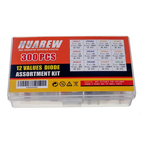 12 Values 300 Pieces Rectifier Diode 1N4001 1N4002 1N4004 1N4005 1N4007 1N5404 1N5406 1N5408 Schottky Diode 1N5817 1N5818 1 1 N5819n5Switching Diode 1N4148 Classification Kit