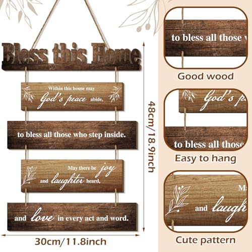 Xuhal Bless This Home Wall Decor Blessed Hanging Sign, Brown