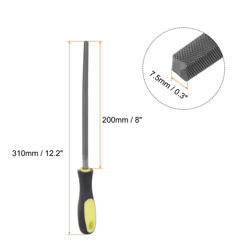 [Australia - AusPower] - 2pcs Square File 8" High Carbon Hardened Steel Cut Hand Rasp with Plastic Handle for Deburring and Removing Material 8 Inch 