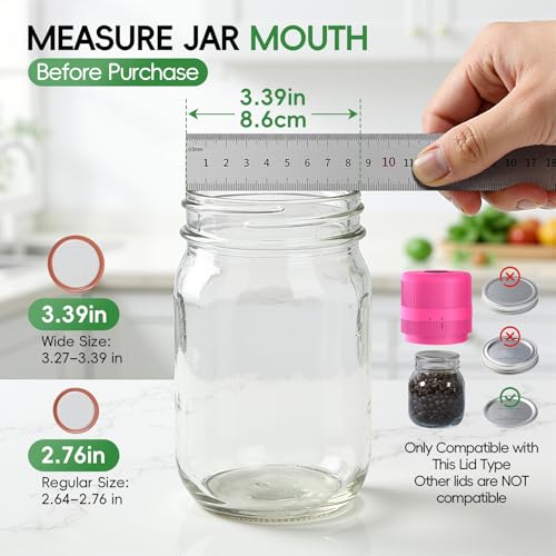 Mason Jar Vacuum Sealer Kit, Electric Mason Jar Sealer for Wide & Regular Mouth Mason Jars, Ideal for Pickles, Jam, Salad, Overnight Oats, Dry Food and Meal Prep Storage (Berry) Berry