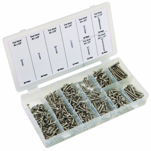 Storehouse 320-piece stainless steel sheet metal screw assortment in assorted sizes and storage case