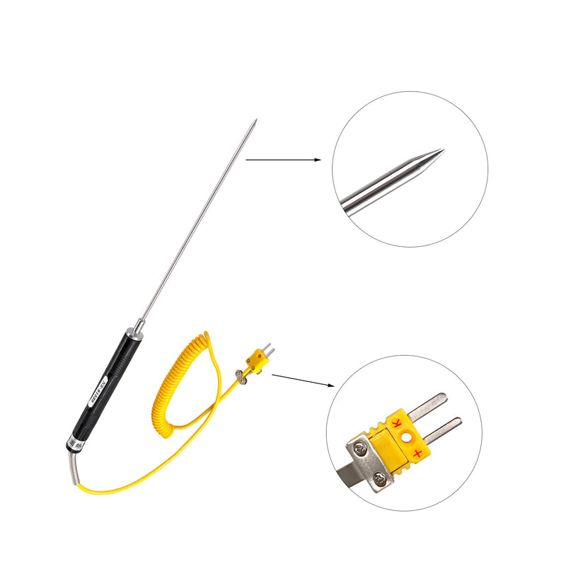 [Australia - AusPower] - K Type Thermocouple Probe, Handheld Temperature Sensor Thermocouple Probe Stainless Steel Probe K Type Sensor High Temperature Thermocouple -50 to 400℃ (NR-81539) NR-81539 