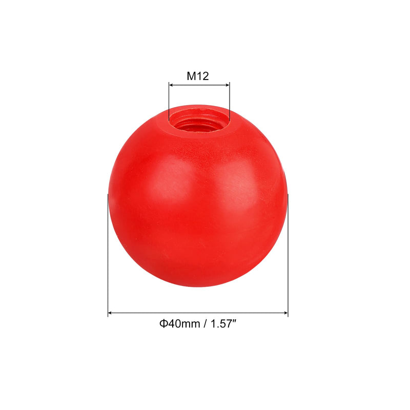 [Australia - AusPower] - 6Pcs Threaded Ball Knobs, M12 Female Thread Thermoset Ball Knob 1.57" Dia Red Round Operation Ball Handles with Thread Iron Insert for Machine Handle Tool Replacement 