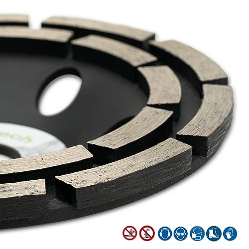Rendech Diamond Cup Wheel 125 mm with Height 23 mm | Ideal for tile adhesive, concrete, screed, plaster, masonry and much more - Suitable for angle grinders and concrete grinders