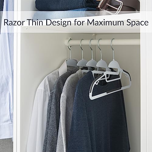 Simplify 40 Pack Ultimate Hanger | S-Shape Collar Saver | Ultra-Thin | Non-Slip | Accessory Bar | Belts | Scarves | Ties | Tank Top | Closet Organization | White