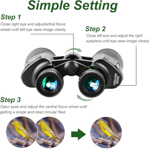 20x50 Binoculars for Adults, High-Powered HD Professional Binoculars with BAK4 Prism and FMC Lens, Waterproof for Bird Watching, Hunting, Travel and Hiking Black